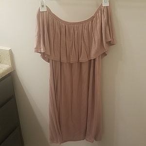 Blush pink off the shoulder dress